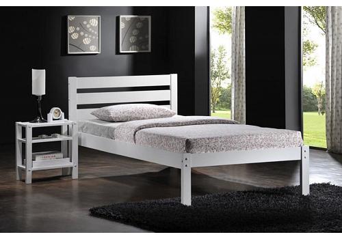 3ft Single Eko. White wood bed frame with low foot end 1
